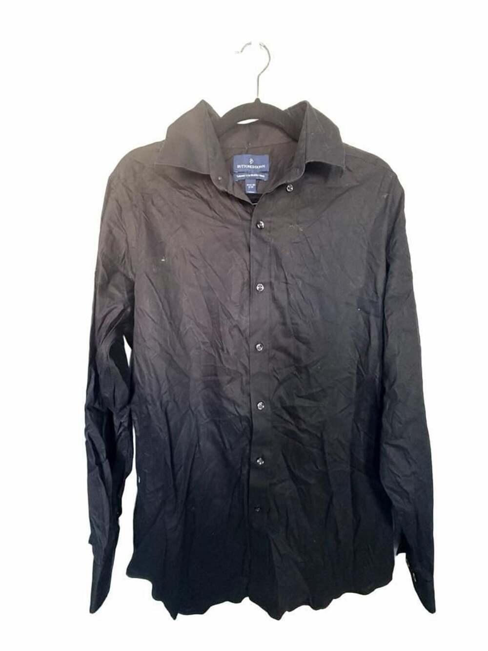 Buttoned Down Dress Shirt Size 16 1/2 35 Black Tailored Fit_212
